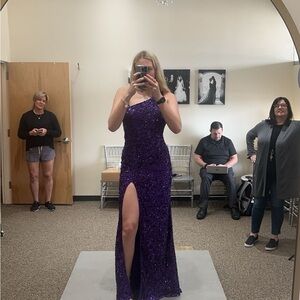 Purple Sequin One-Shoulder Gown
